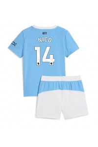 Manchester City Nico Gonzalez #14 Jalkapallovaatteet Lasten Kotipeliasu 2025-26 Lyhythihainen (+ Lyhyet housut)